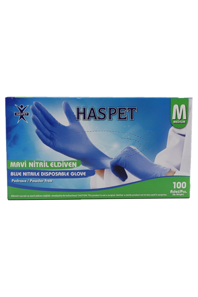 Haspet Mavi Nitril Eldiven Medium 100lü