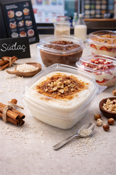 Kristal Kristal Sütlaç Tatlı Kasesi + Pet Kapak