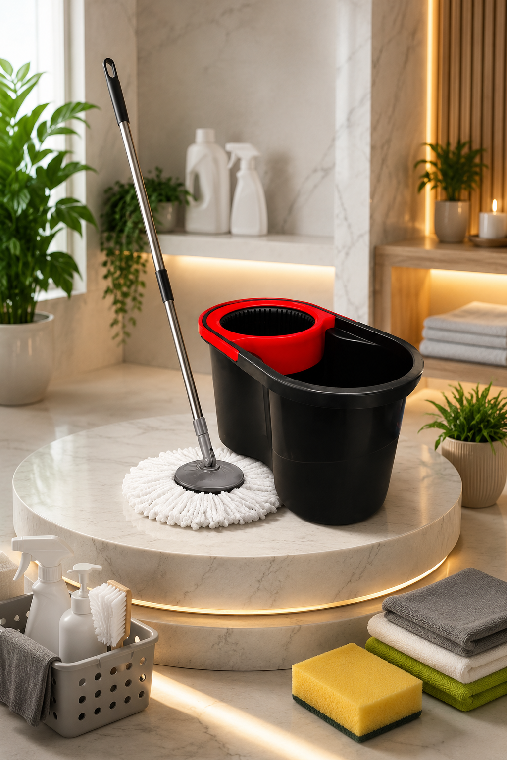 Twister Dönerli Set 12 Lt Siyah | Dönerli Mop Temizlik Seti, Pratik Sıkma Kovası