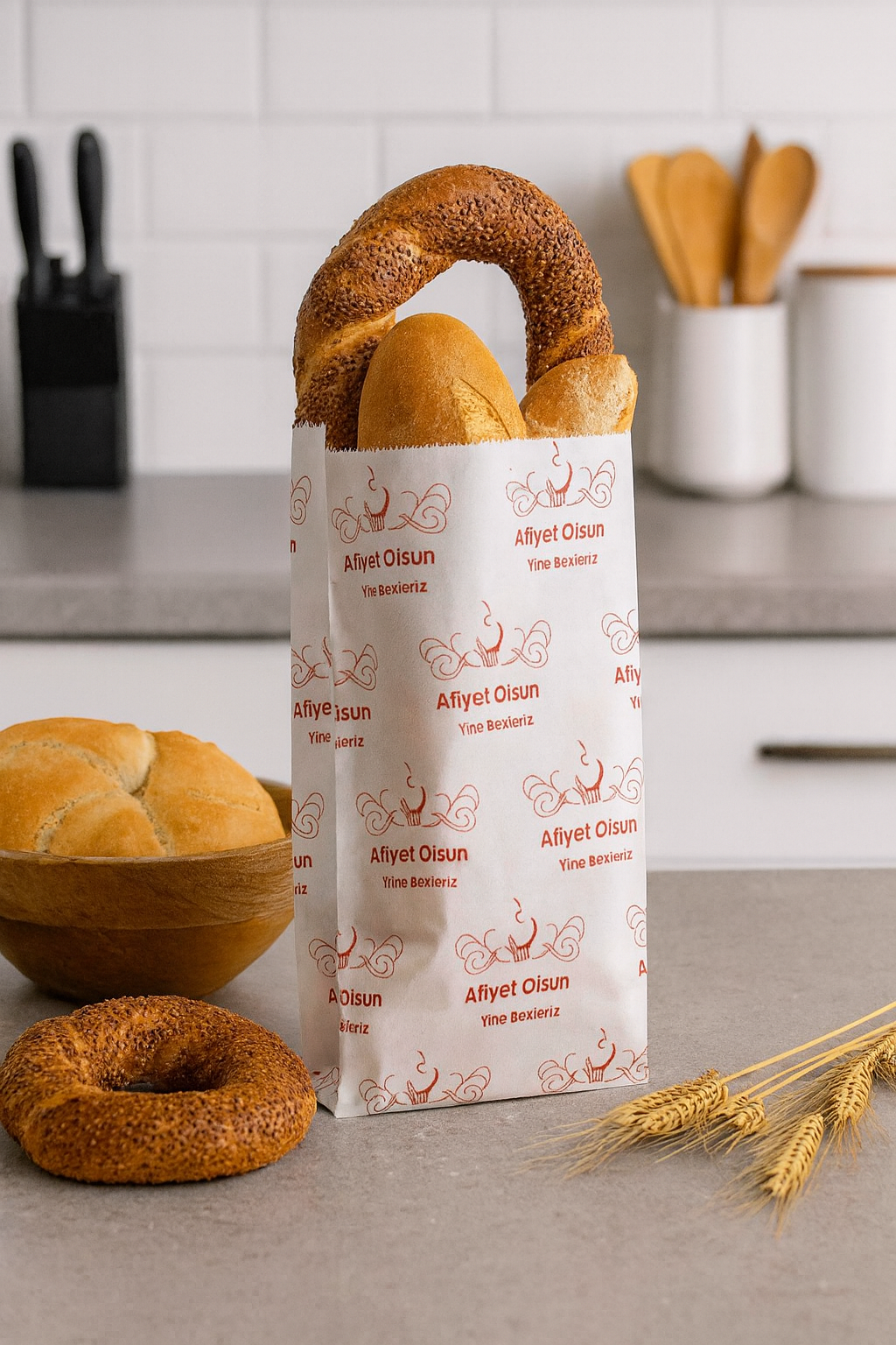 9x26 cm Lvc Kuşe Kese Kağıdı Desenli Beyaz 10 KG