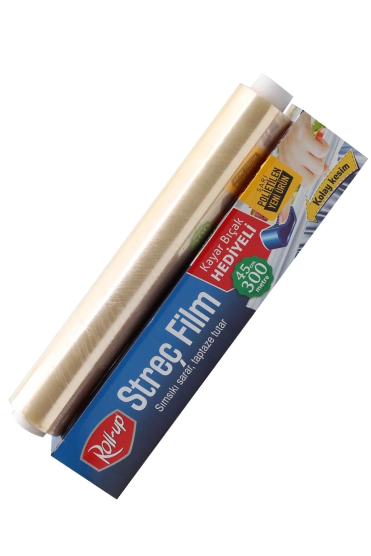 45 cm x 300 mt Roll-Up Streç Film 8 Mikron Kayar Bıçaklı