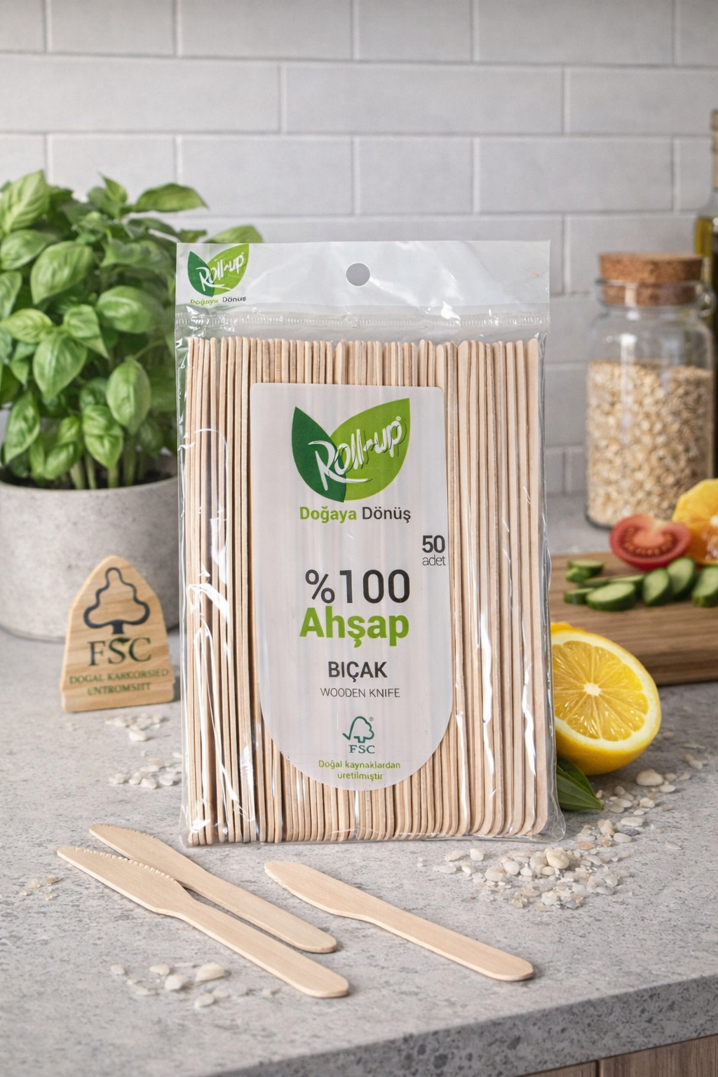 Roll-Up Ahşap Bıçak 50'li
