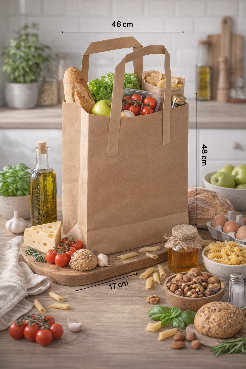 48x17x46 cm Düz Saplı Kraft Çanta 200'lü