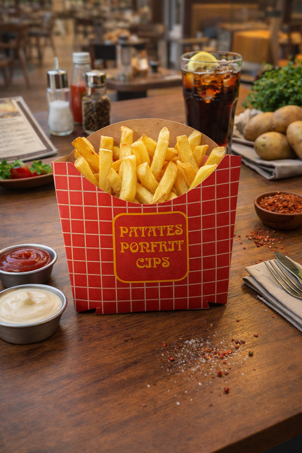 Patates Cips Kutusu Kırmızı 100'lü