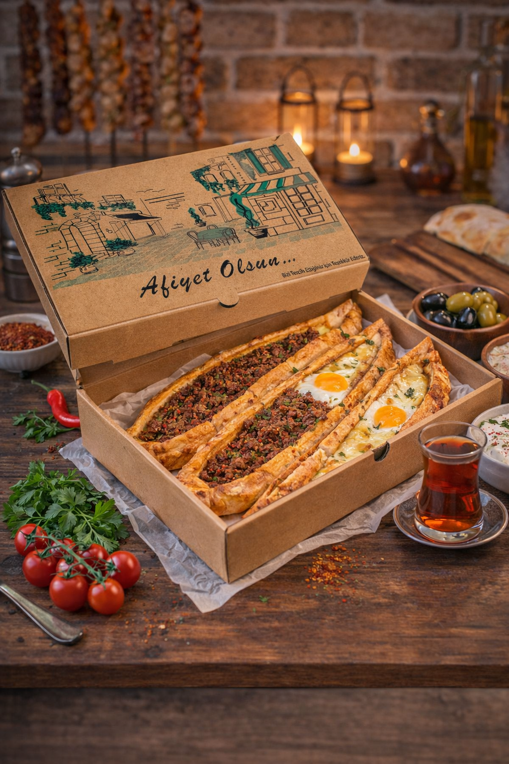 Bir Buçuk Pide Kutusu 100'lü