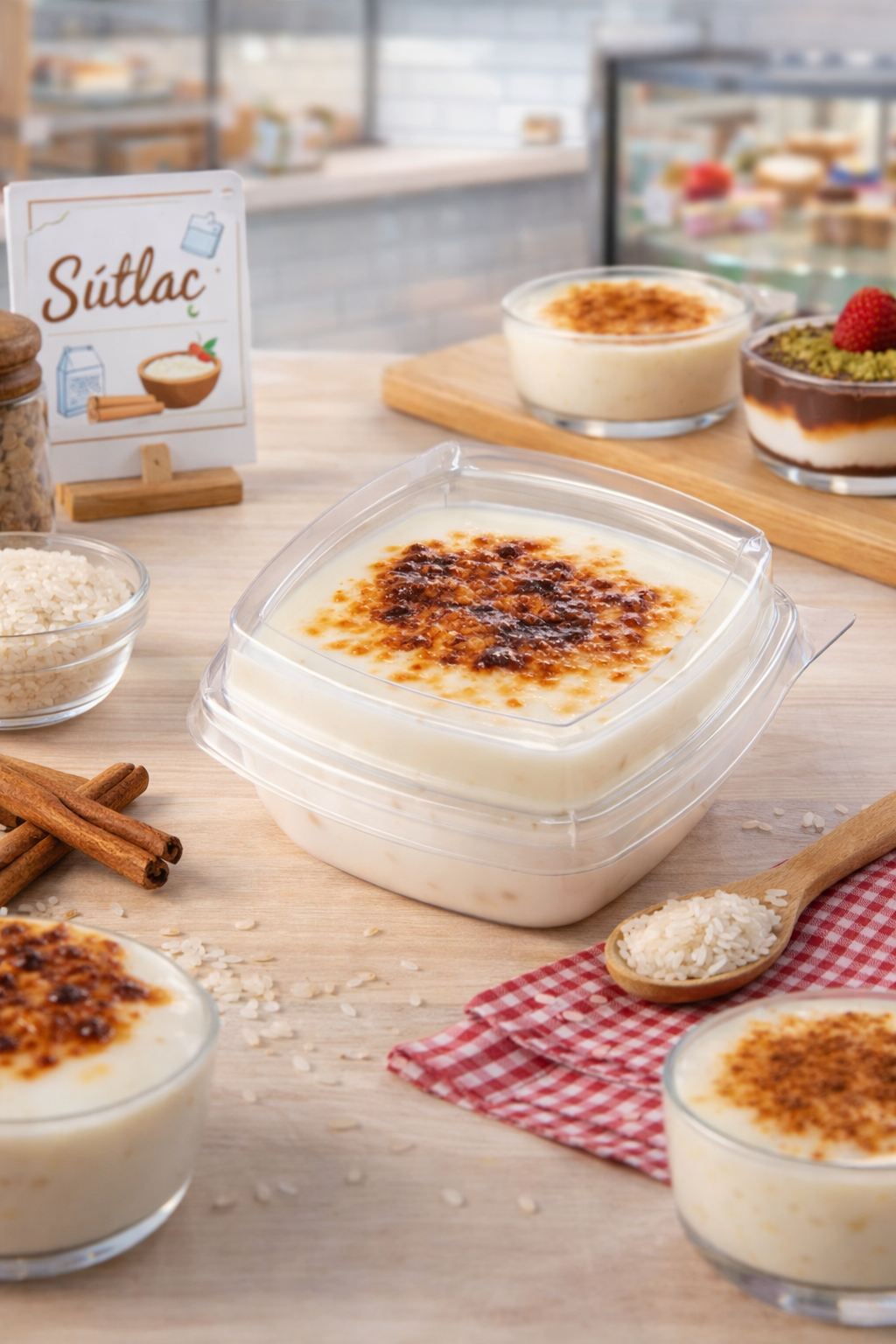 Kristal Kristal Sütlaç Tatlı Kasesi + Pet Kapak