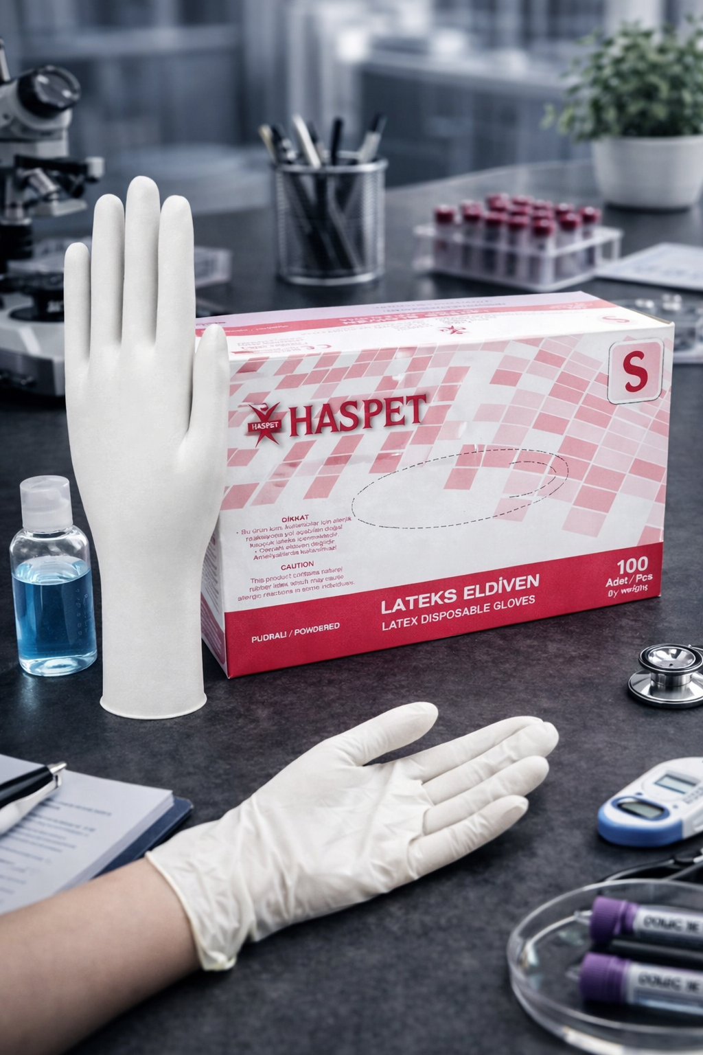 Haspet Beyaz Pudralı Lateks Eldiven Small 100