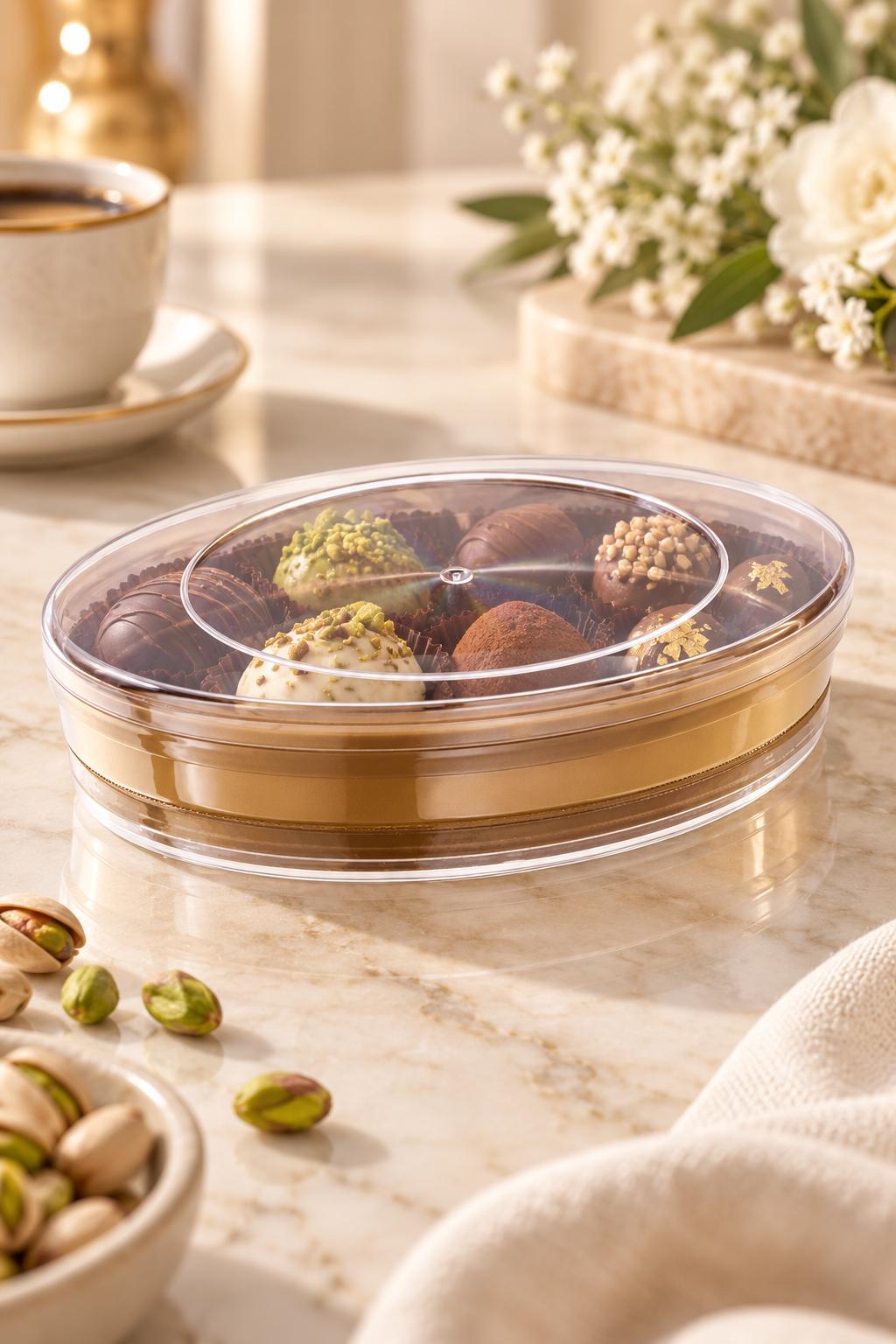 May-409 250 cc Kapaklı Melodi Elips Kutu Gold 360'lı