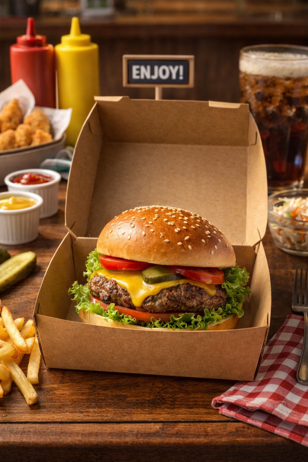 Kraft Tekli Hamburger Kutusu 100 Adet