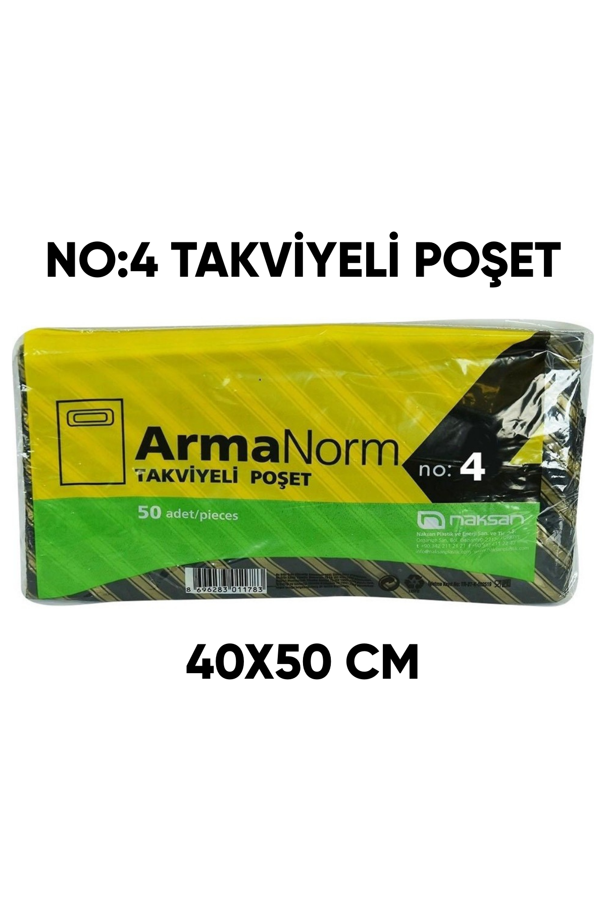 Arma No:4 Takviyeli Poşet Siyah 40x50 cm