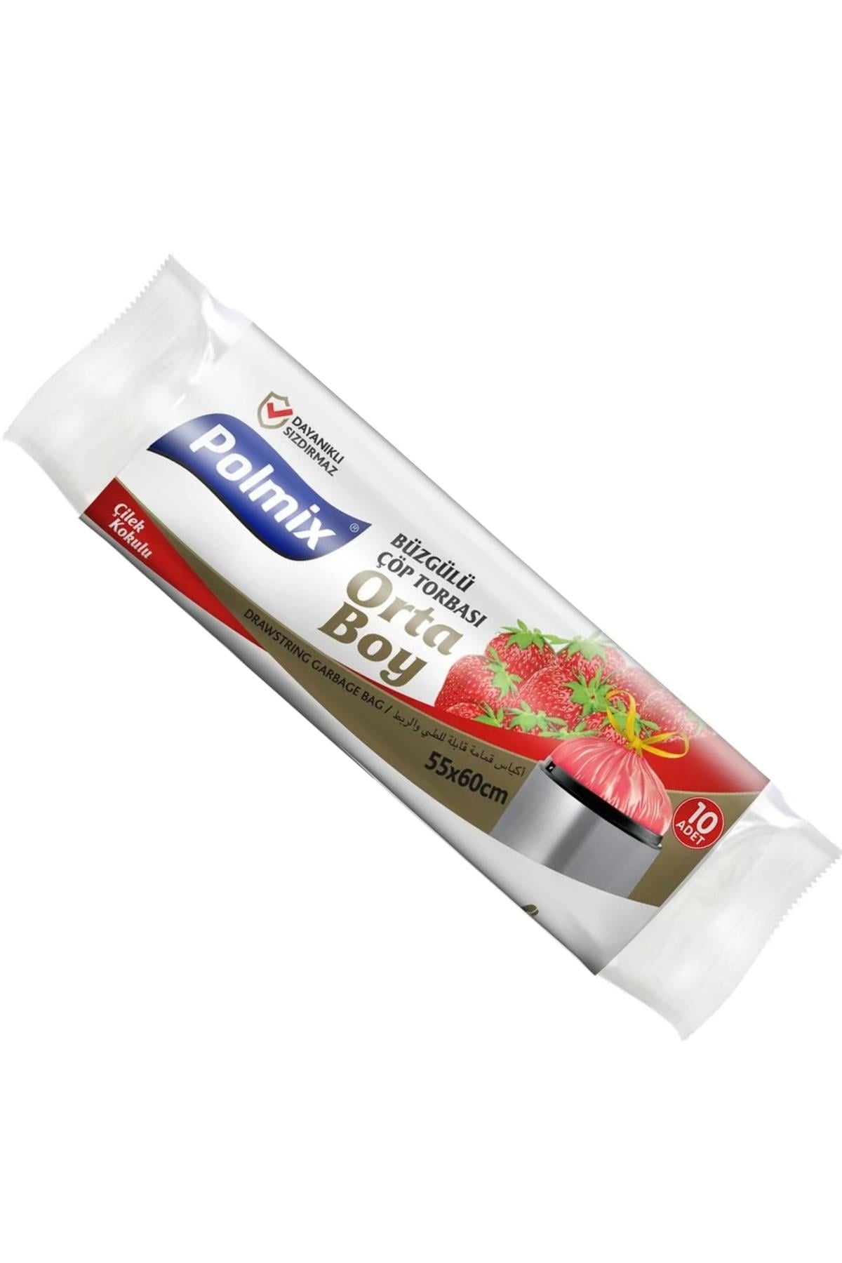 Polmix Orta Boy Büzgülü Çöp Torbası 55x60 cm Çilek Kokulu 10'lu