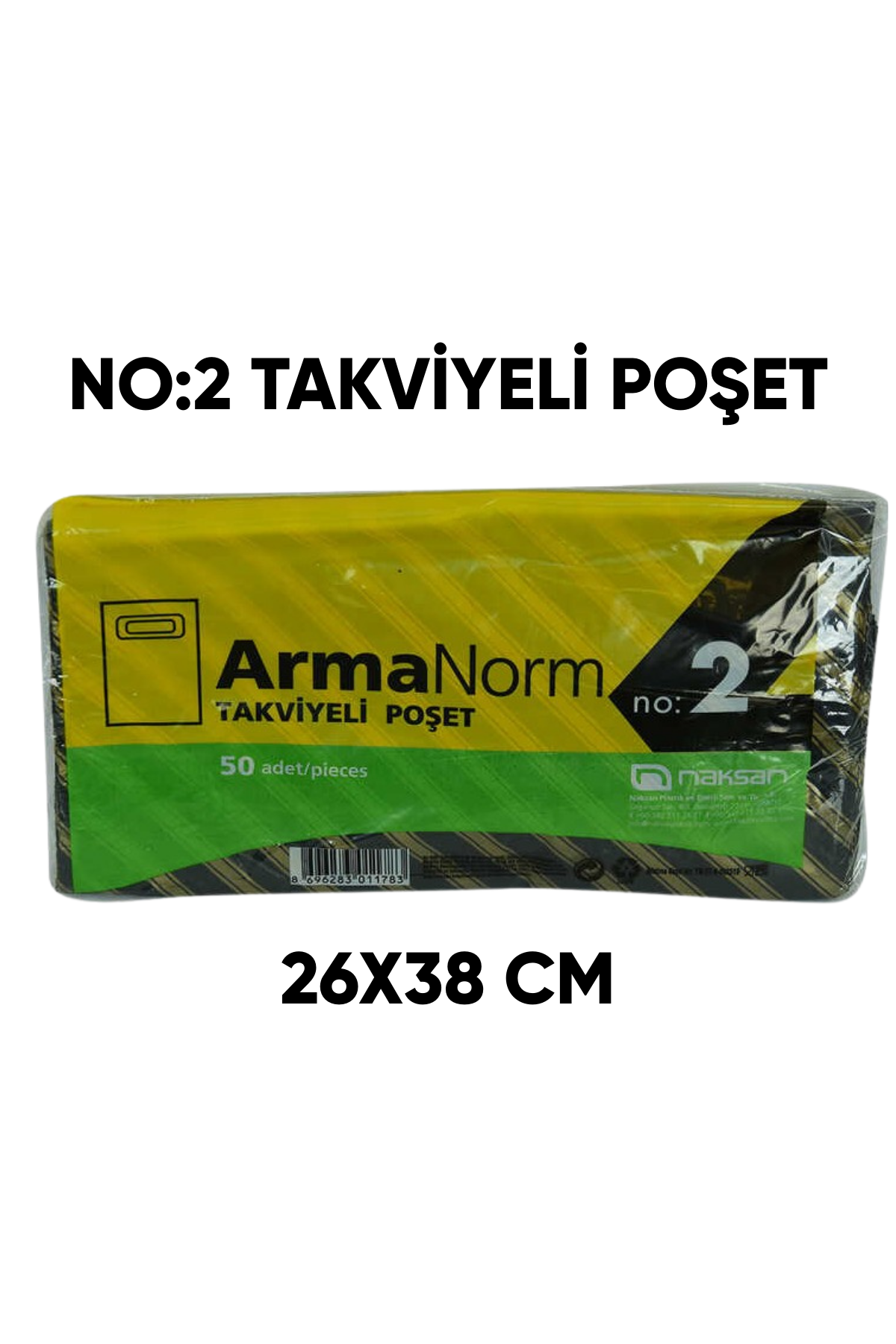 Arma No:2 Takviyeli Poşet Siyah 26x38 cm