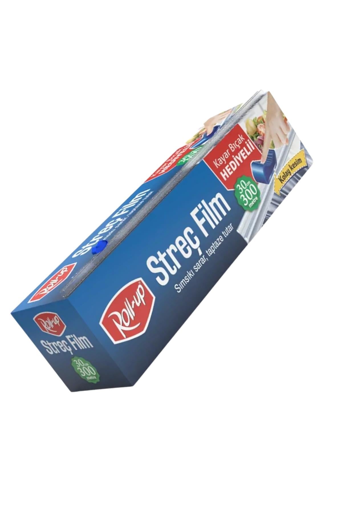 30 cm x 300 mt Roll-Up Streç Film 8 Mikron Kayar Bıçaklı