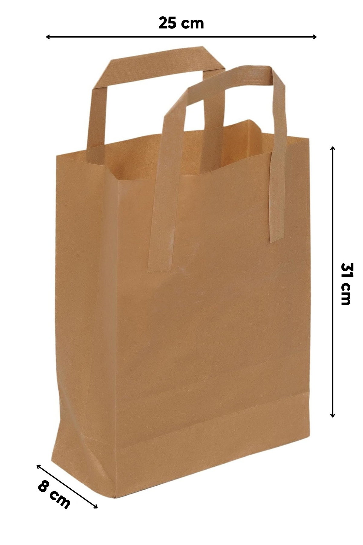 Baskılı 25x8x31 cm Düz Dıştan Saplı Kraft Çanta 5.000 Adet