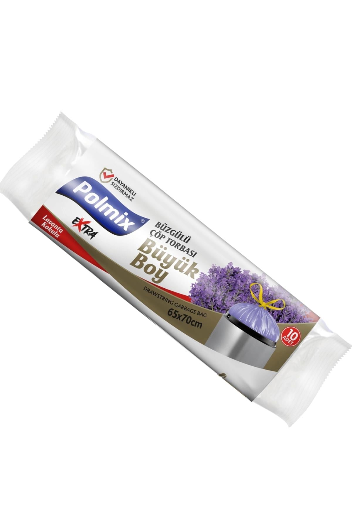 Polmix Büyük Boy Büzgülü Çöp Torbası 65x70 cm Lavanta Kokulu 10'lu	