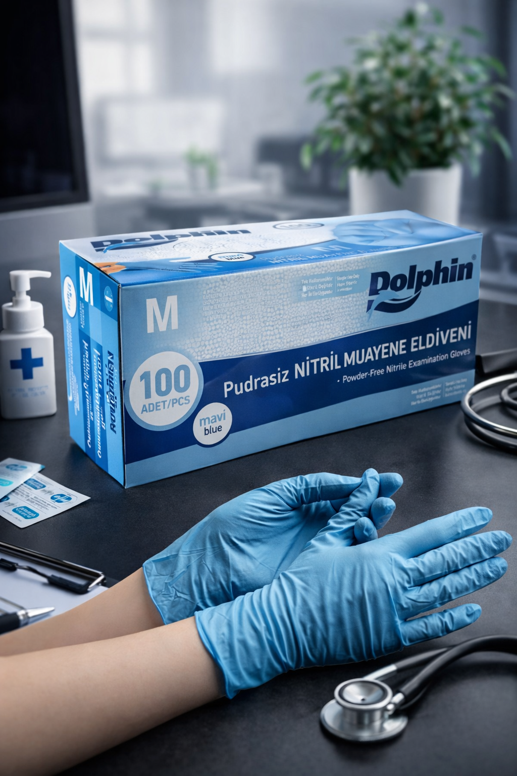 Dolphin Medium Mavi Nitril Eldiven | Güçlü Koruma ve Üstün Konfor