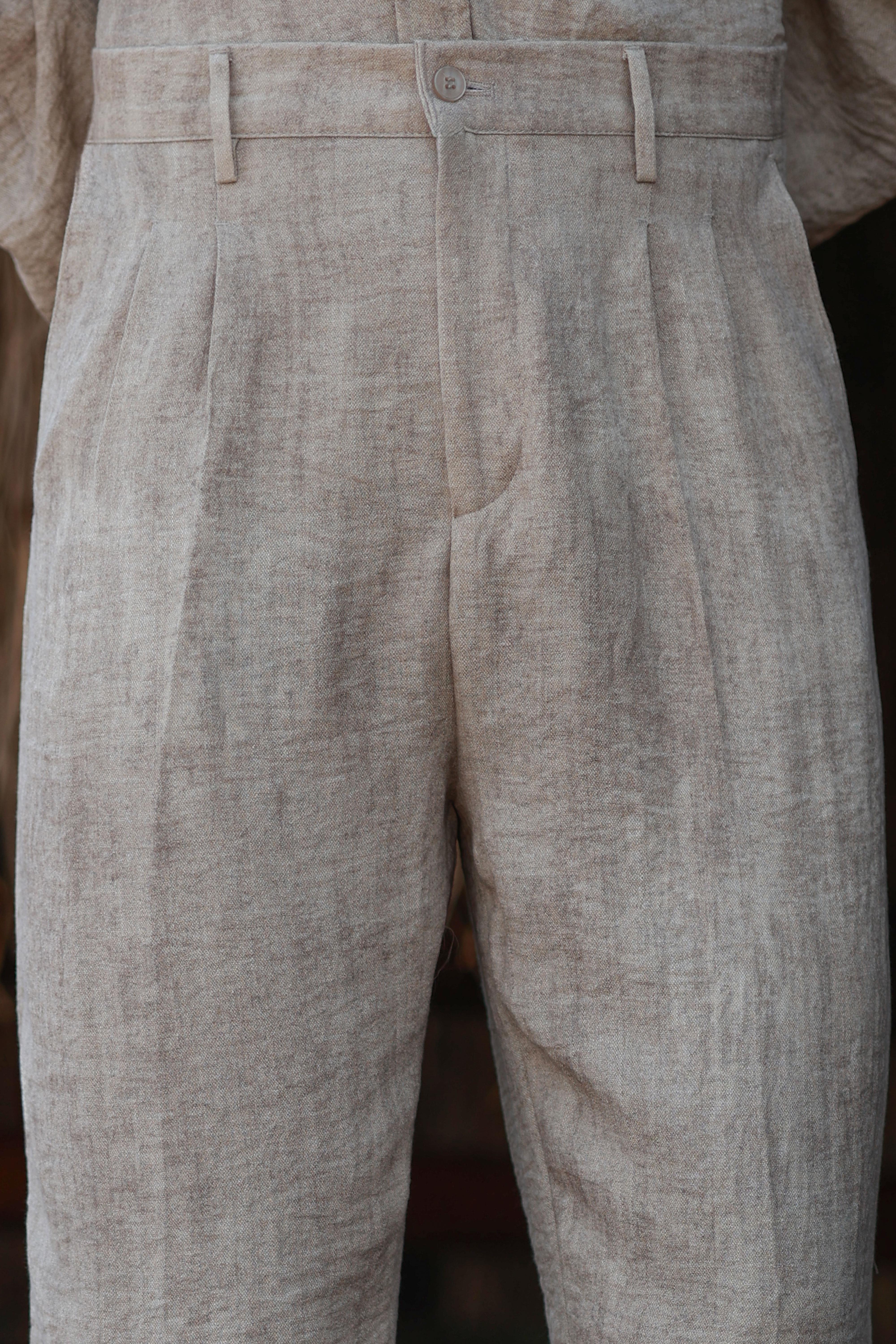 Premium Kalite Bej %70 Saf Keten %30 Pamuk Oversize Keten Pantolon
