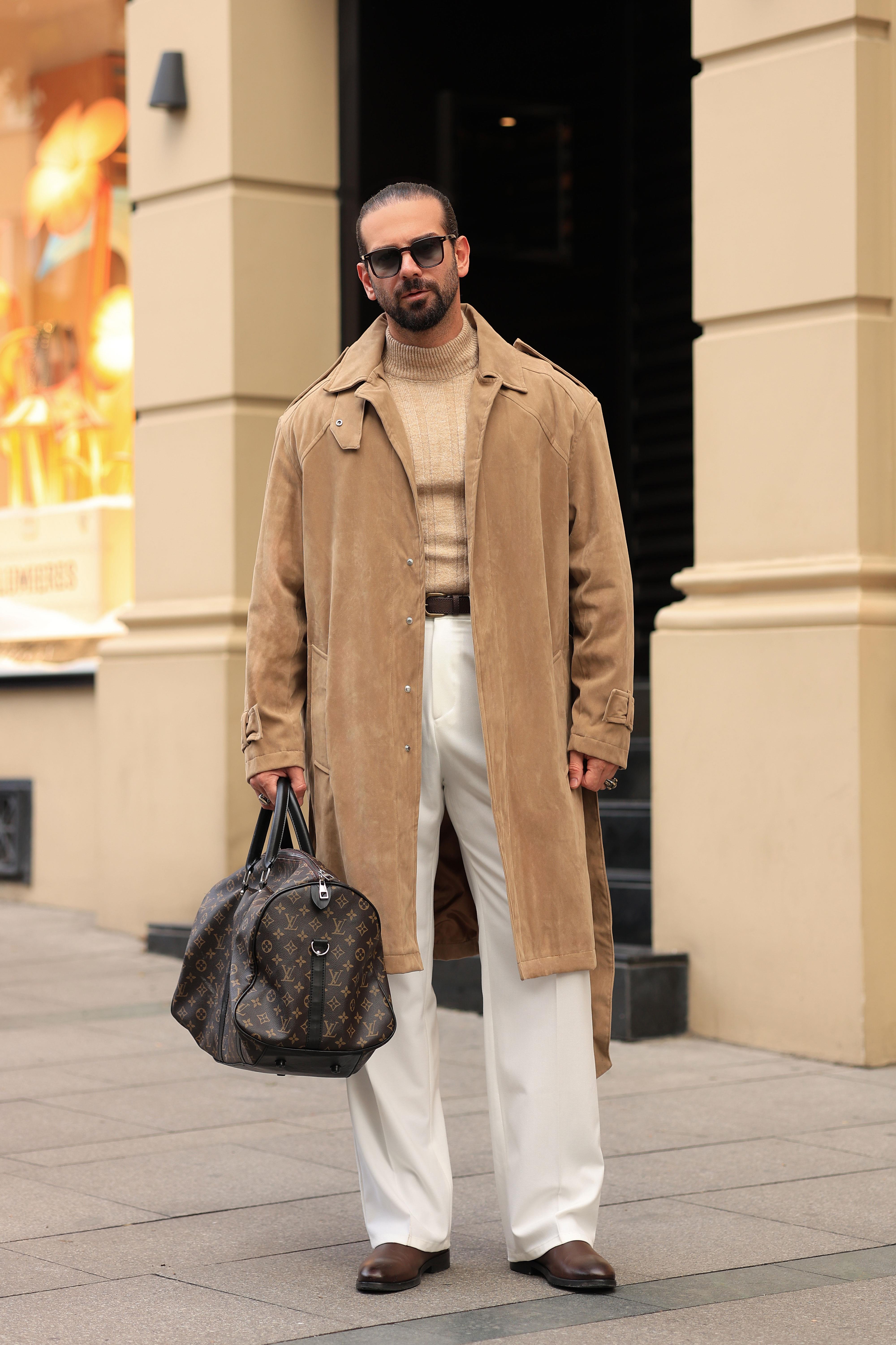 1. Kalite Camel Oversize Kalıp Vintage Nubuk Kaban
