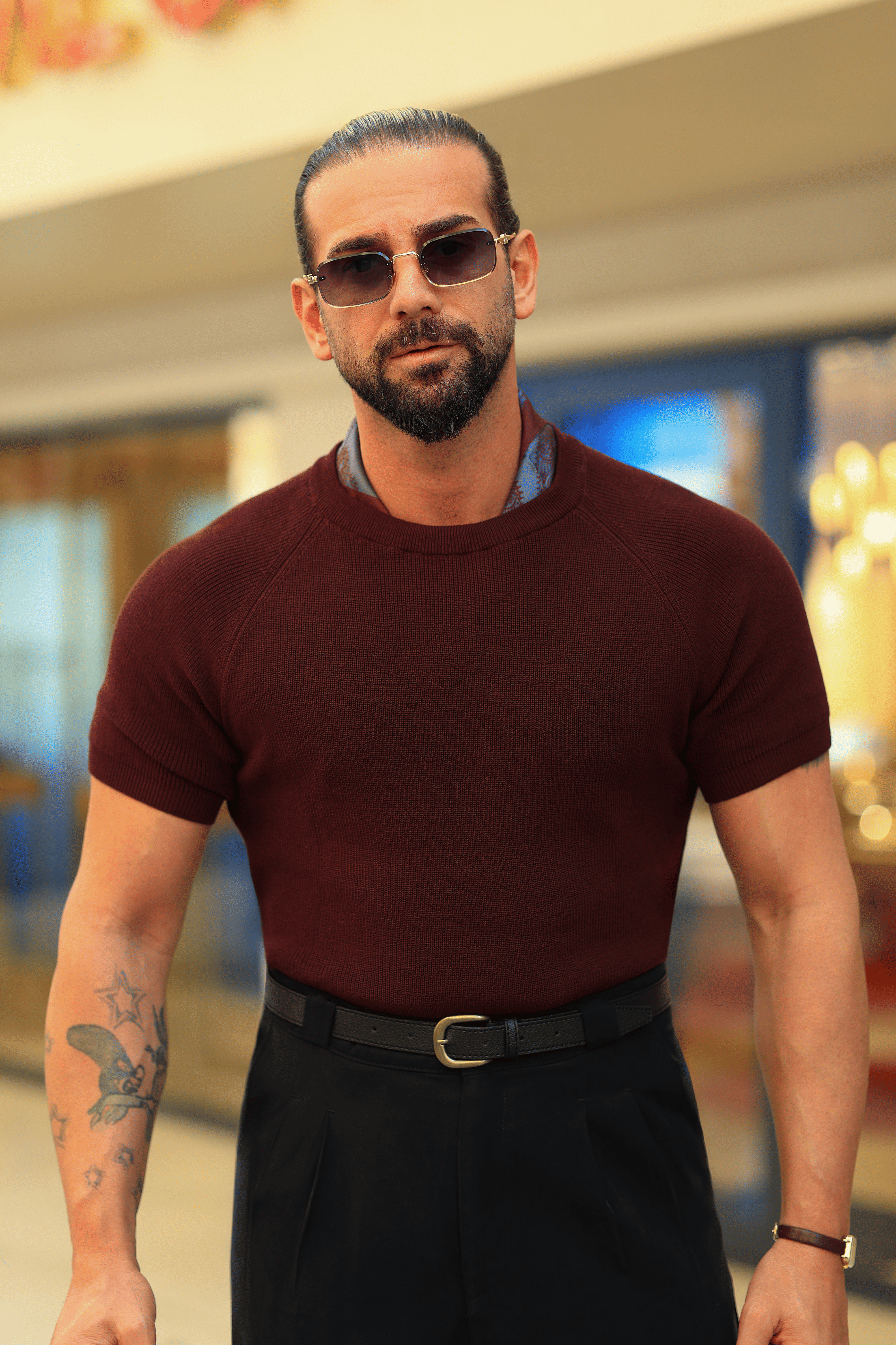 %100 Saf Pamuk Bisiklet Yaka Bordo Regular Fit Triko