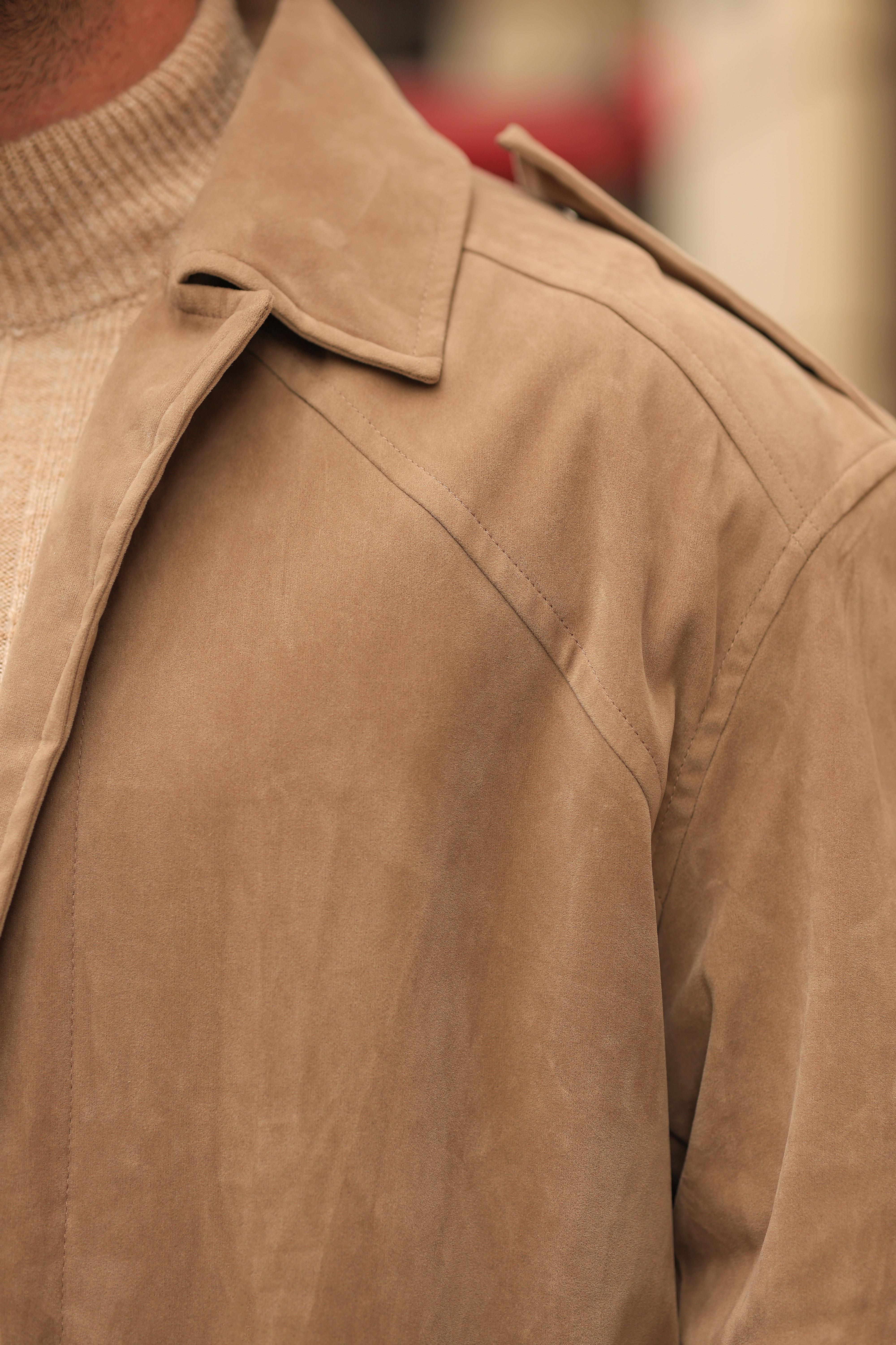 1. Kalite Camel Oversize Kalıp Vintage Nubuk Kaban
