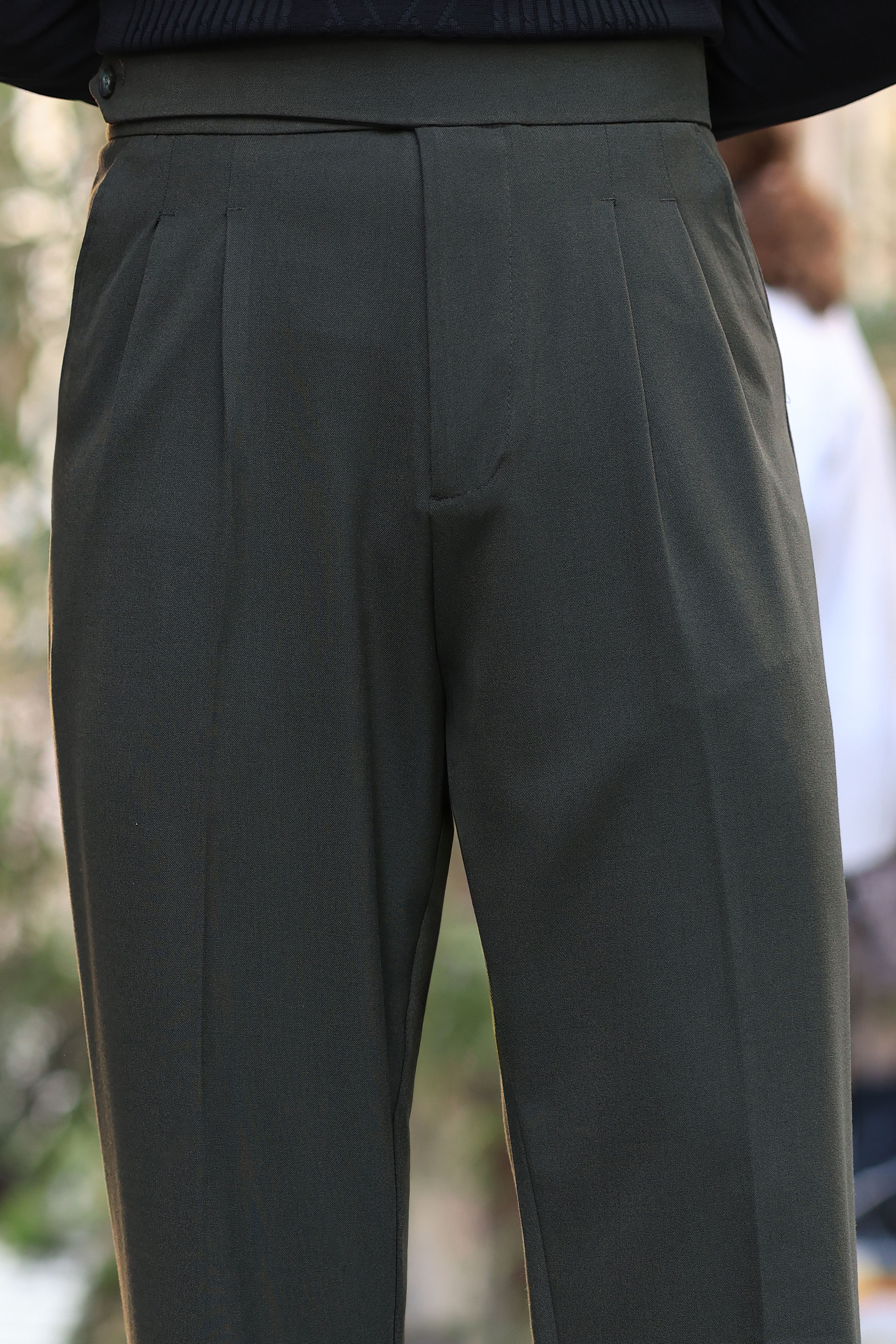 Premium Kalite Haki Yandan Kemer Detay Double Paça Baggy Pantolon