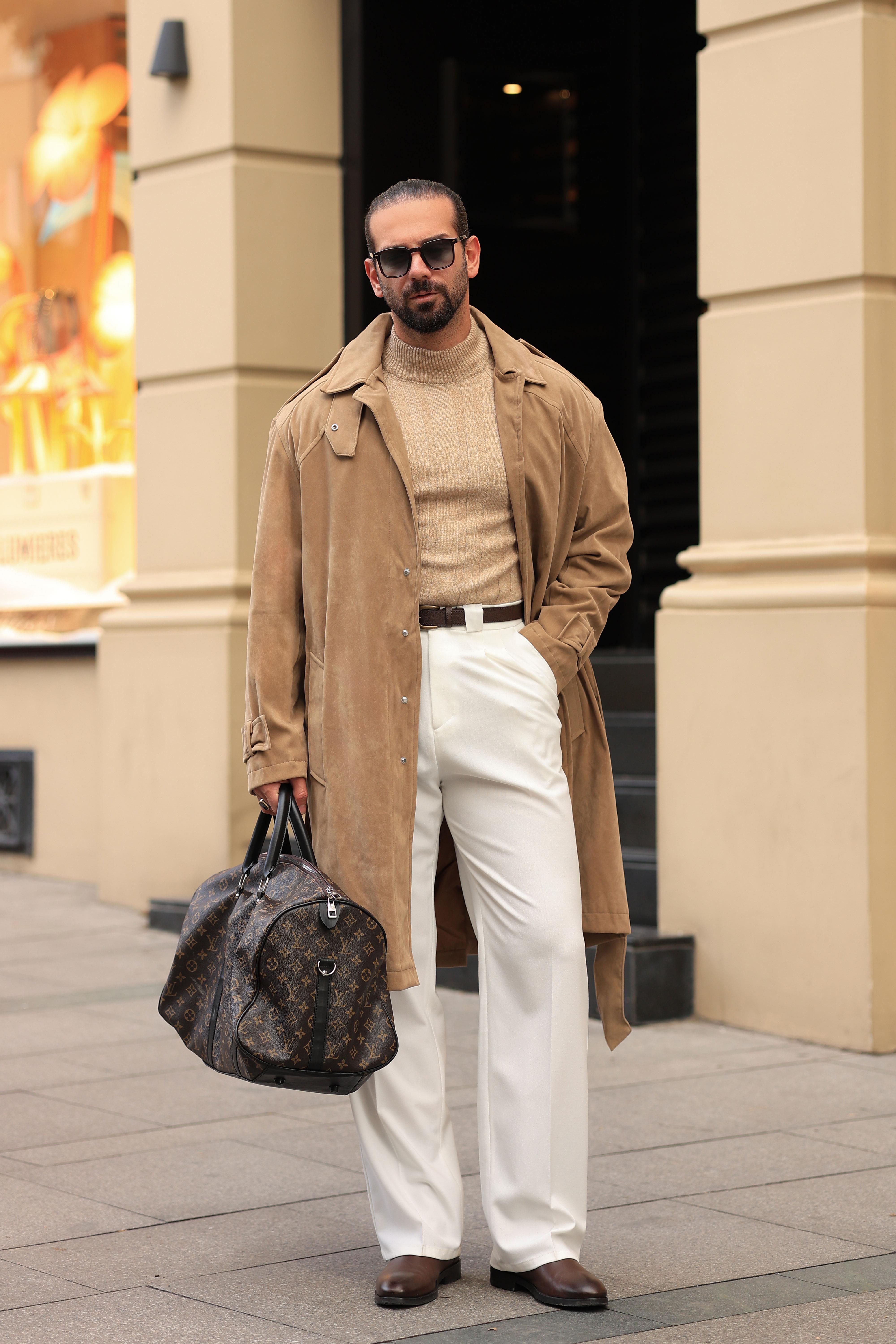 1. Kalite Camel Oversize Kalıp Vintage Nubuk Kaban