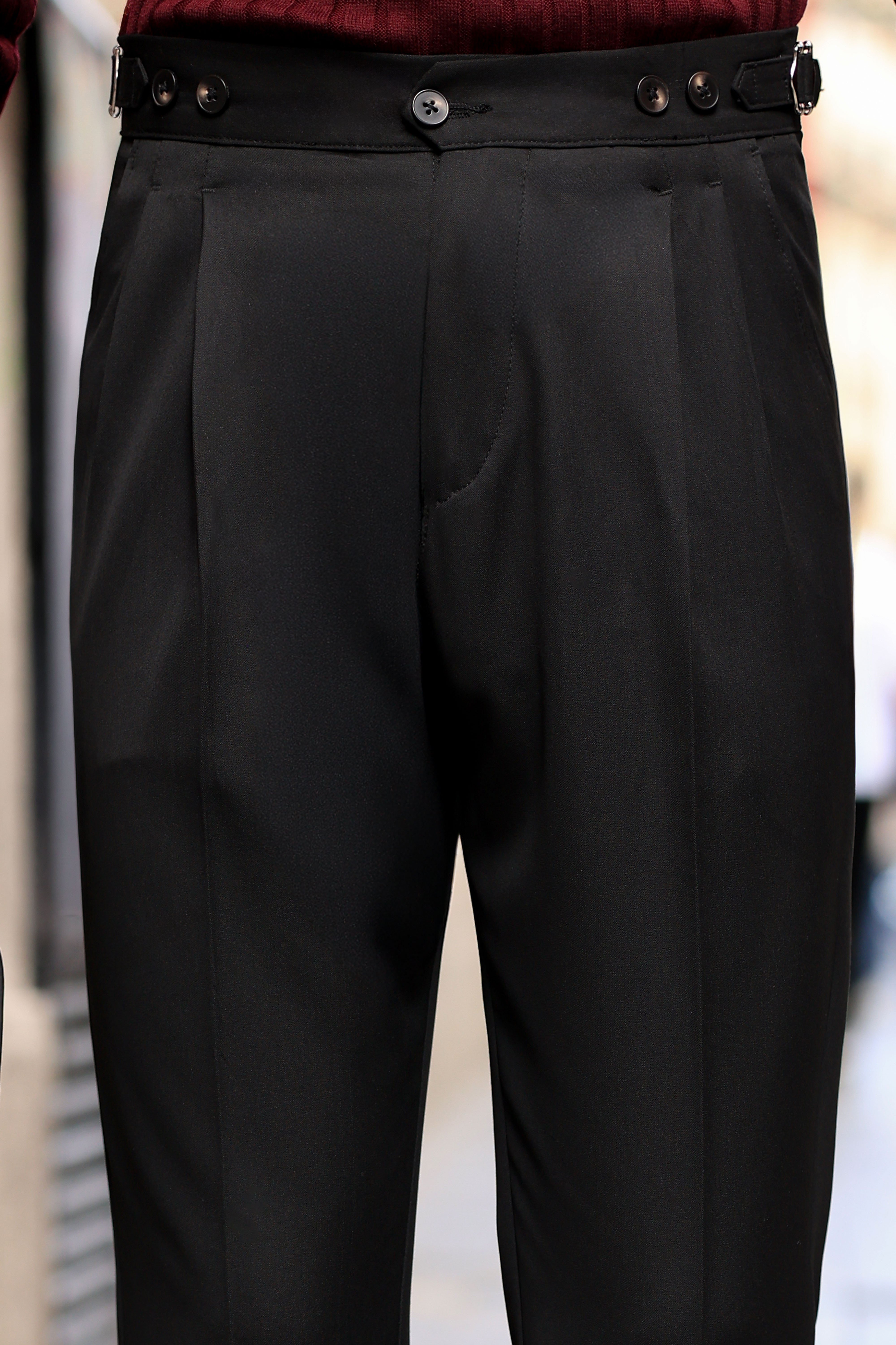 Premium Kalite Siyah Tailor Style İtalyan Kalıp 5 Düğme Detay Pantolon