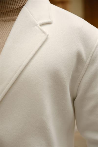 Premium Kalite Ekru %90 Pamuk %10 Cashmere Oversize Kemer Detaylı Özel Tasarım Kaban