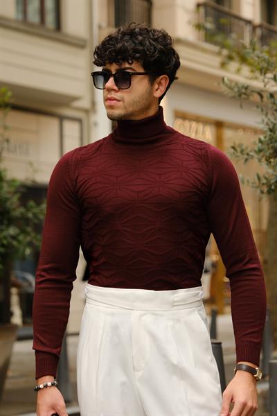1. Kalite Bordo %100 Pamuk Trigon Dokuma Boğazlı Triko