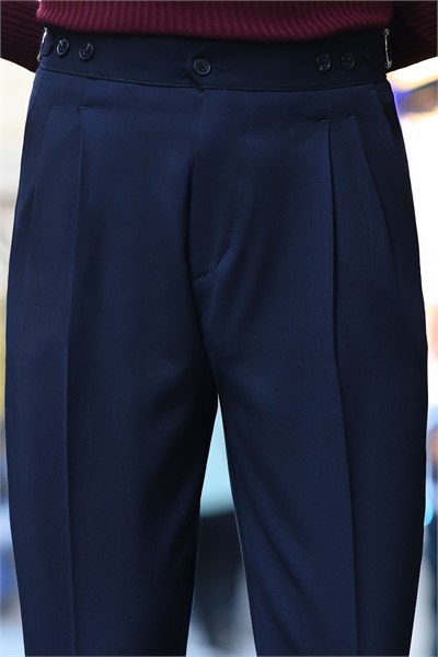 Premium Kalite Lacivert Tailor Style İtalyan Kalıp 5 Düğme Detay Pantolon