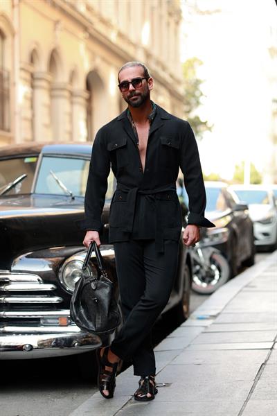 Premium Kalite Siyah Oversize %100 Pamuk Tensel Takım
