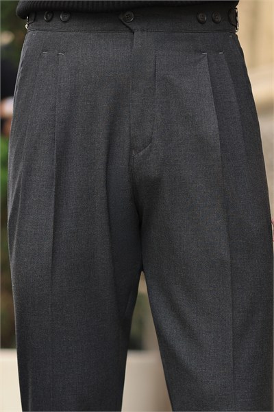 Premium Kalite Antrasit Tailor Style İtalyan Kalıp 5 Düğme Detay Pantolon