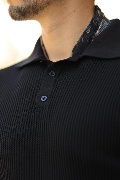 Premium Kalite Siyah Dokulu Polo Yaka Triko