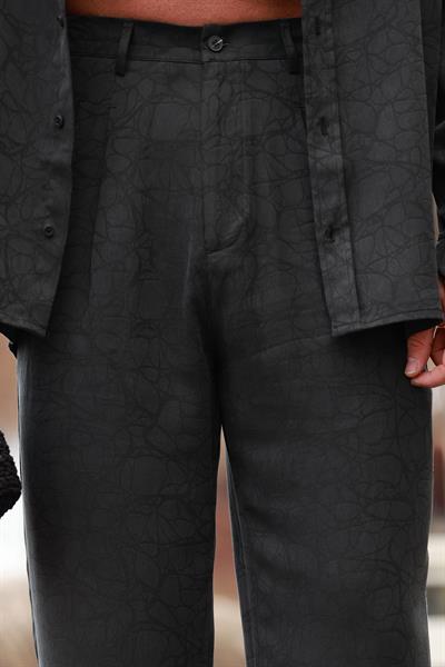 Premium Kalite Siyah Oversize Jakar Desenli Yazlık Salaş Pantolon