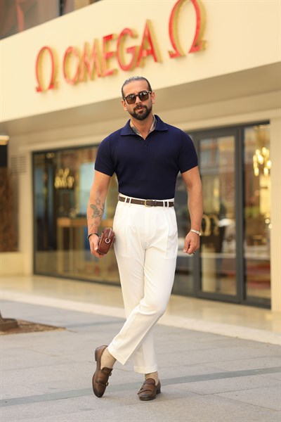 Premium Kalite Ekru İtalyan Kalıp Çift Köprü Çift Pile Detay Yüksek Bel Pantolon