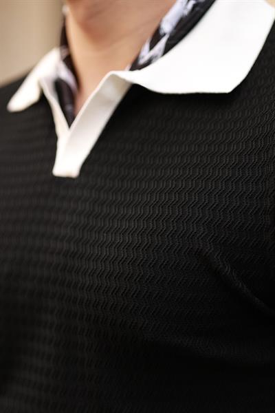 Premium Kalite İtalyan Yaka Siyah Regular Fit Triko