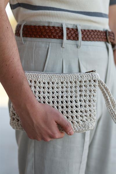 Sade Dokuma Bej El Çantası