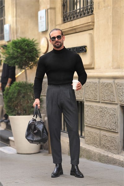 Premium Kalite Antrasit Tailor Style İtalyan Kalıp 5 Düğme Detay Pantolon