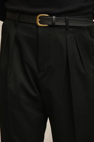 Premium Kalite Siyah İtalyan Style Double Paça Detay Yüksek Bel Pantolon