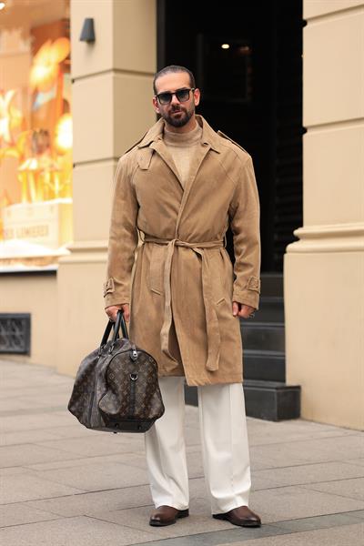 1. Kalite Camel Oversize Kalıp Vintage Nubuk Kaban