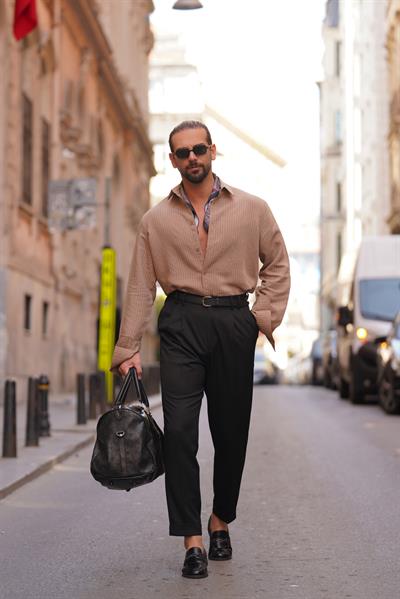 Premium Kalite Antrasit İtalyan Kalıp Çift Köprü Çift Pile Detay Yüksek Bel Pantolon