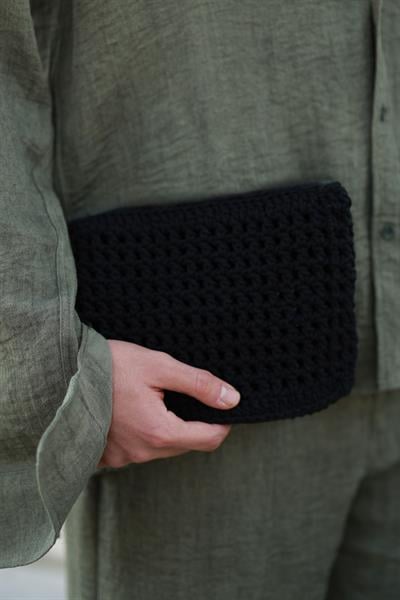 Sade Dokuma Siyah El Çantası