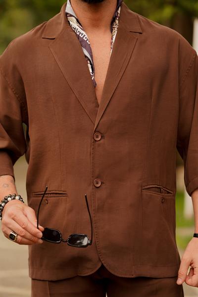 Premium İşçilik Ve Oversize Kalıp Kahverengi Fakirlik Modal Takım