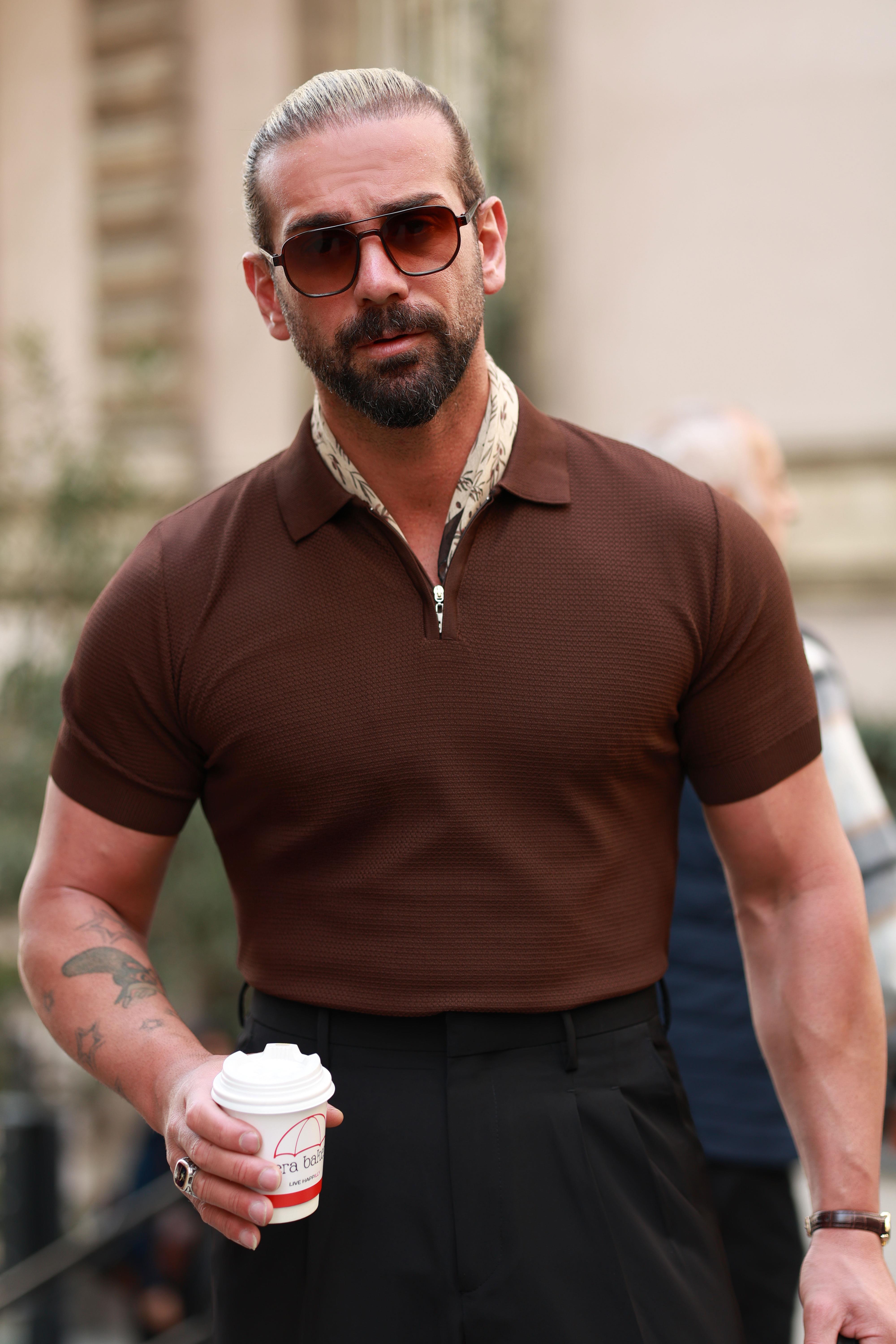 1. Kalite Kahverengi Fermuar Detay Regular Fit Triko