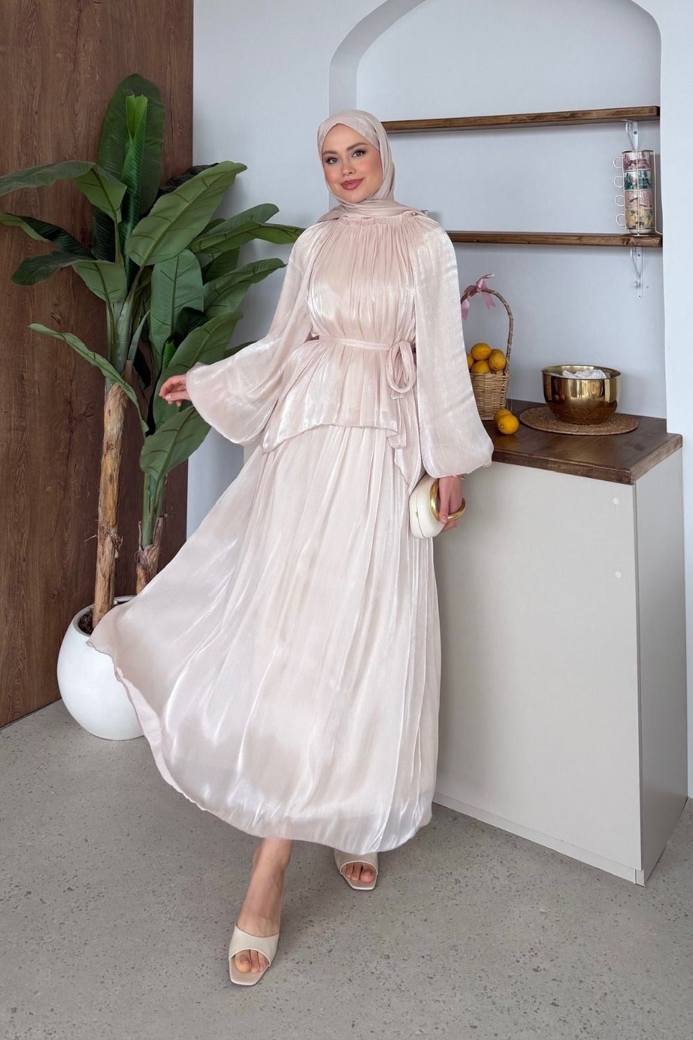 Elfida Saten Takımlı Abiye Taş
