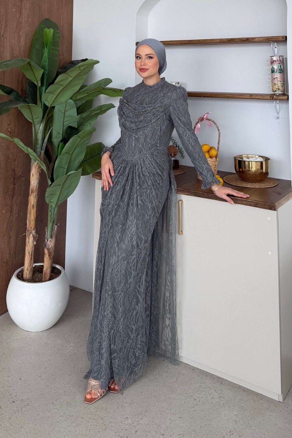 Juliet Korse Detay Dantel Abiye Çağla Yeşili