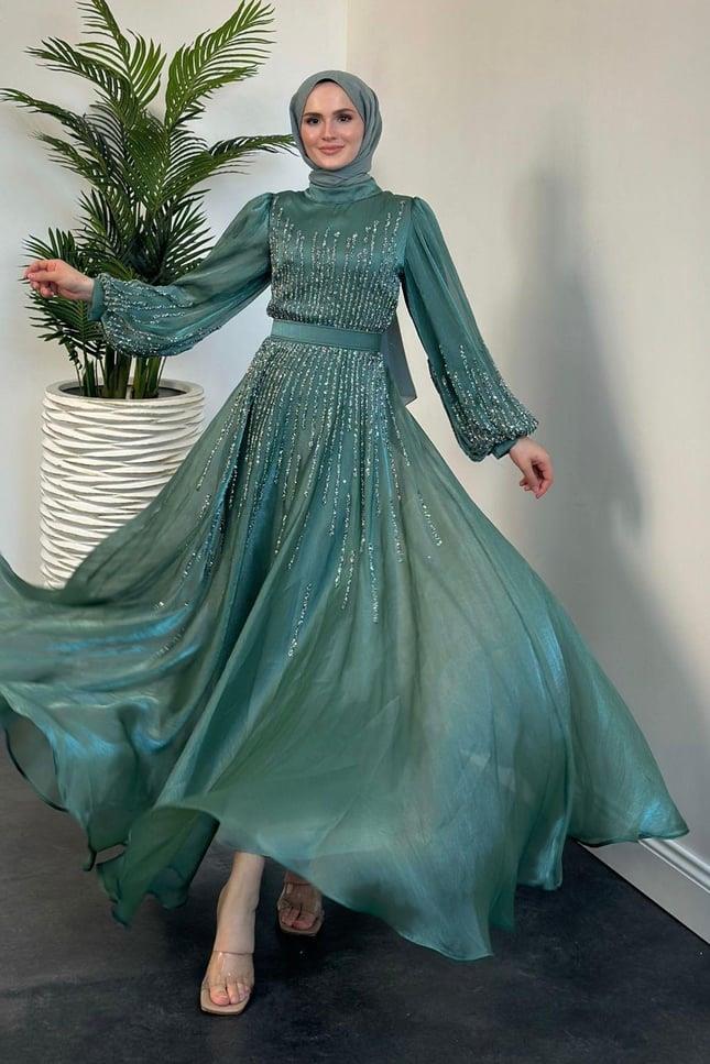 Alina Taşlı Abiye Mint