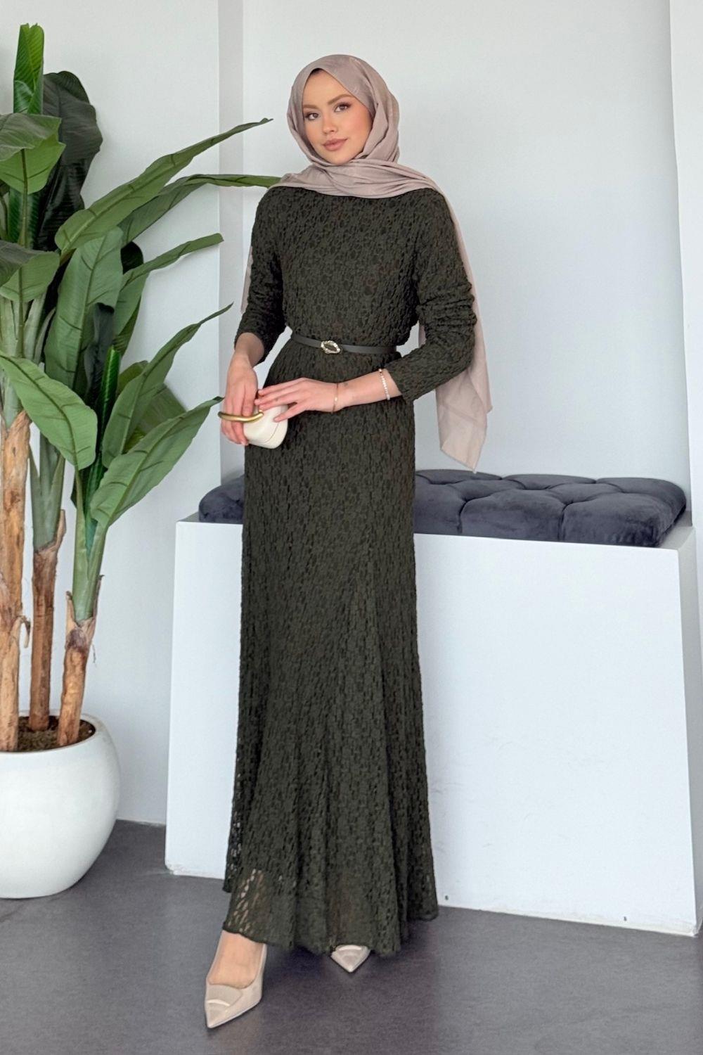 Dantelli Elbise Haki