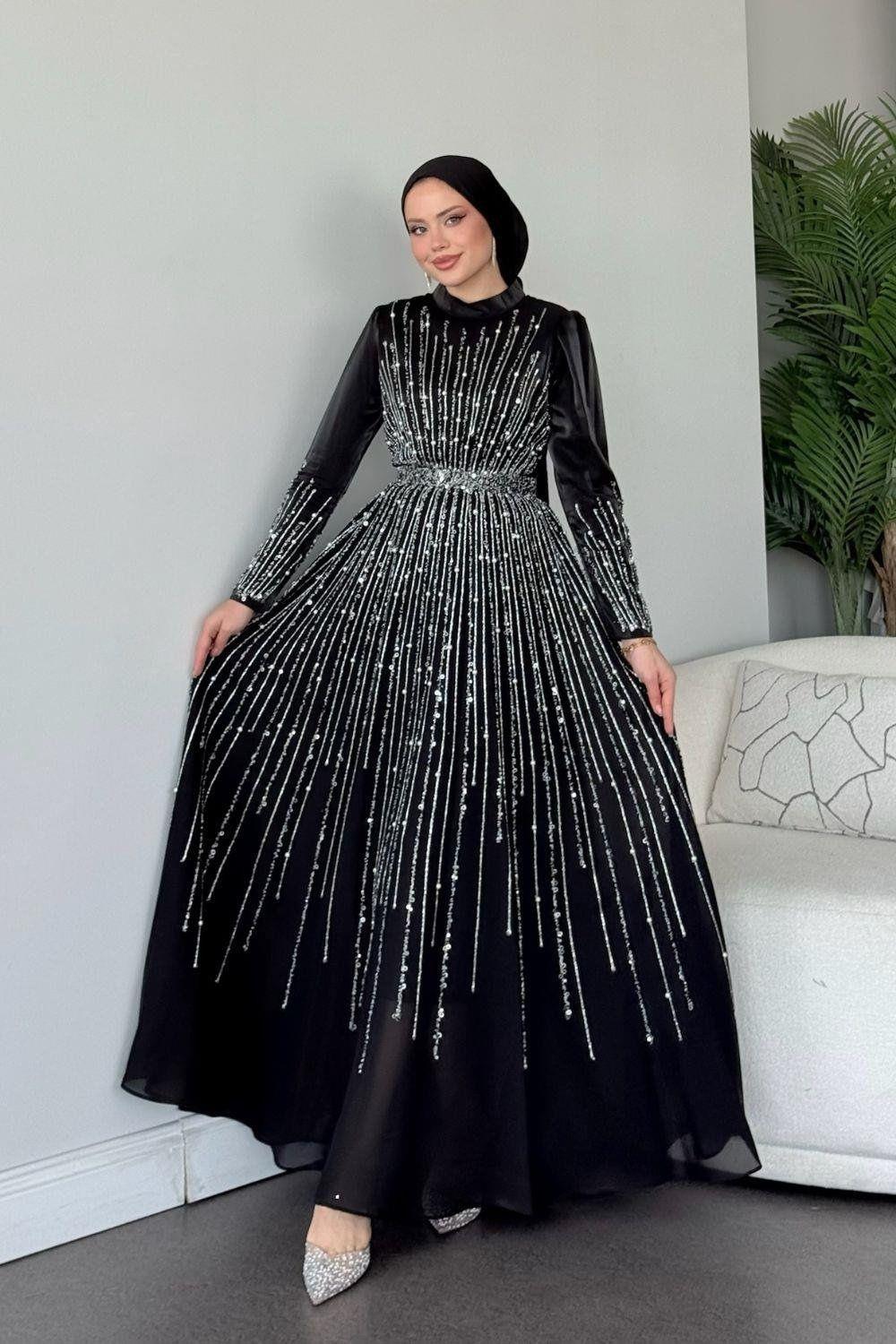 Işıltılı Abiye Siyah