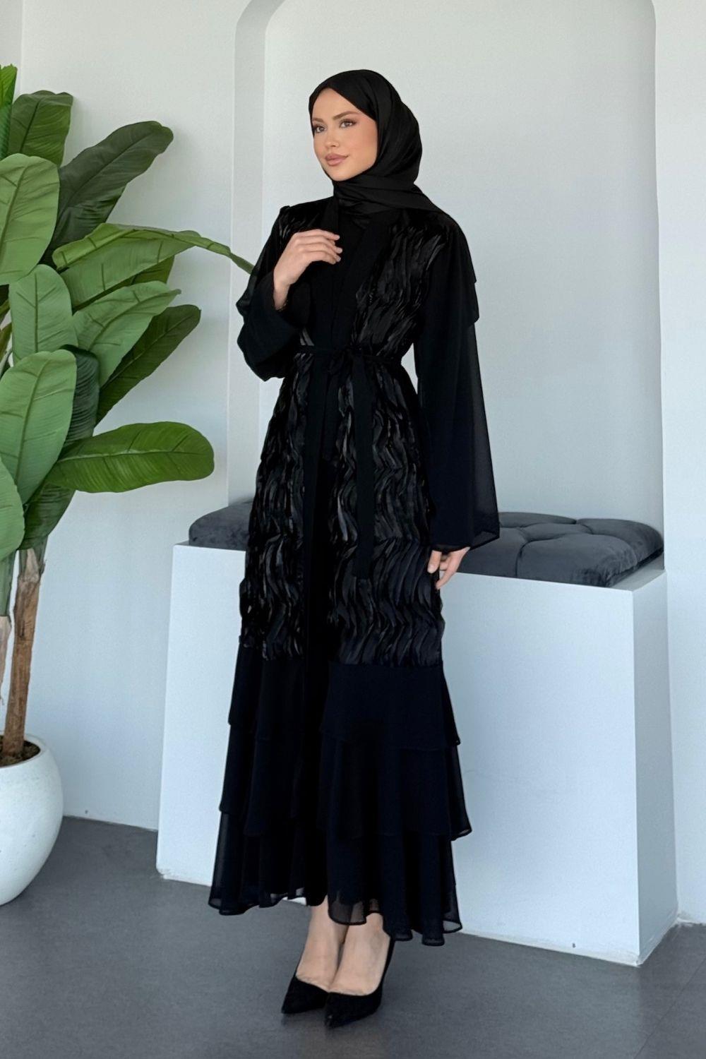 Pera Yelekli Abiye Siyah